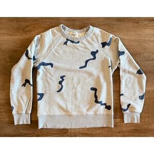 Acne Studios College Crewneck Sweatshirt – Gray w/ Navy Abstract Camo Print